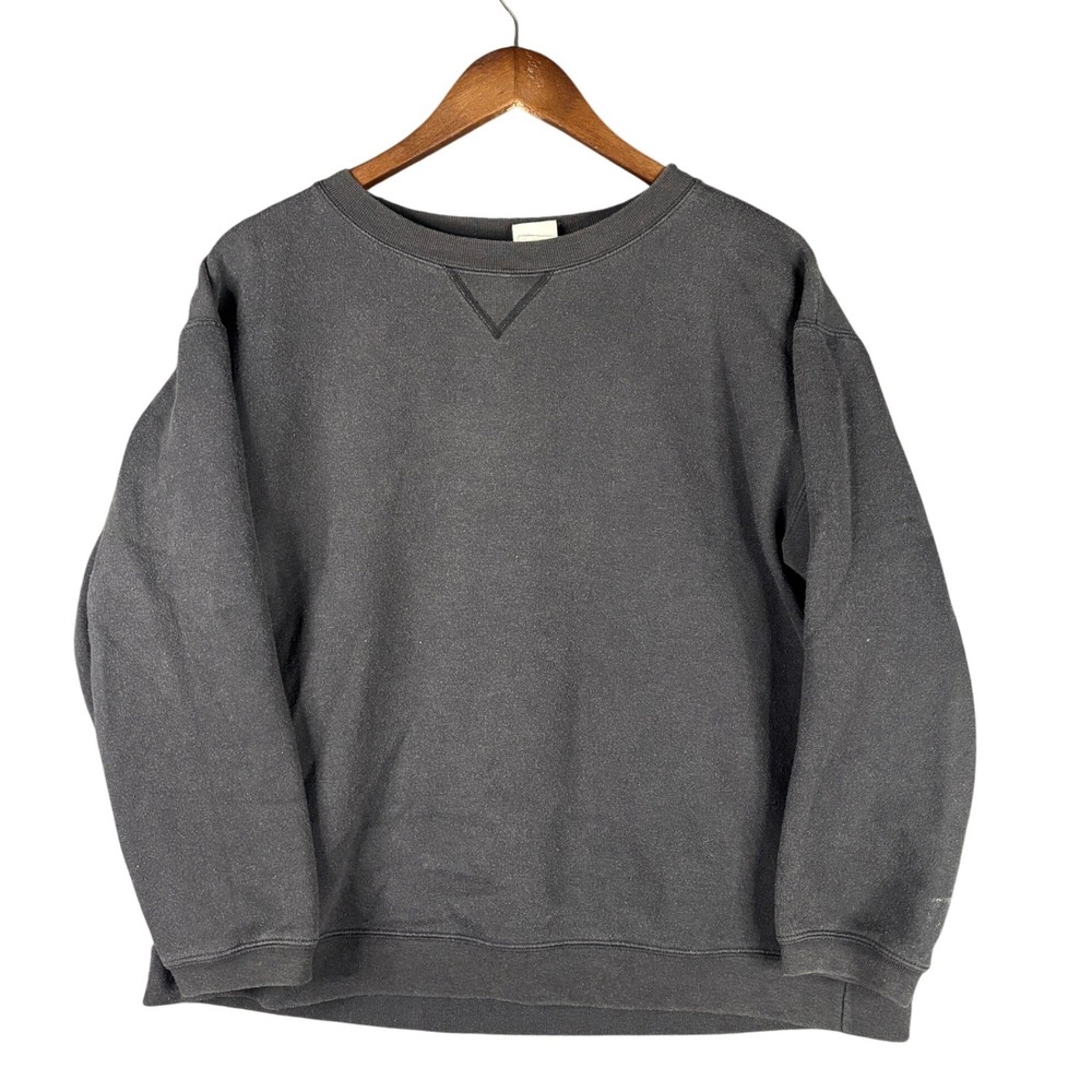 Hanes Her Way ComfortSoft Sweatshirt Medium Gray V-Stitch Crew Neck Fleece blank